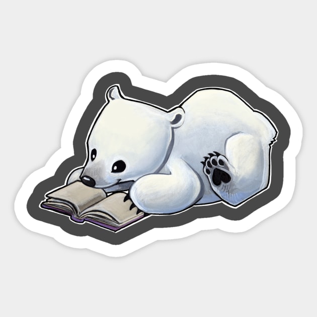 Reading polar bear - Bear - Sticker