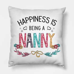 Happiness Is Being A Nanny Wildflowers Valentines Mothers Day Pillow