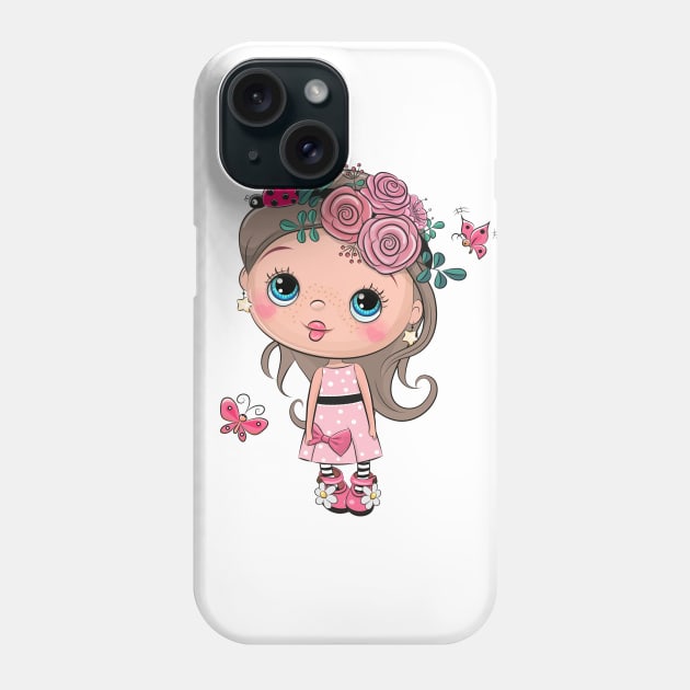 Cute little girl princess in pink dress. Phone Case by Reginast777