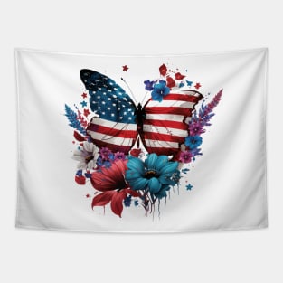 4th of July Floral Butterfly Tapestry