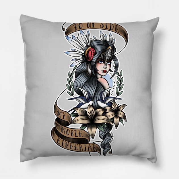 Lenneth from Valkyrie Profile – American Traditional Tattoo Pillow by SamInJapan