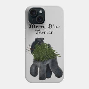 Merry Blue Terrier (Grey Background) Phone Case