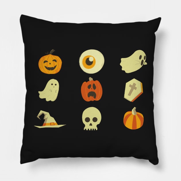 Cute and Spooky Halloween Staples Collection: Ghosts, Pumpkins, and more classics! Pillow by F-for-Fab