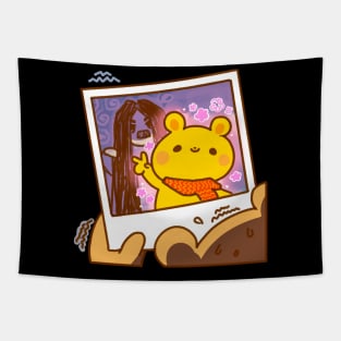 Scary Ghost Innocent Bear Polaroid Tapestry