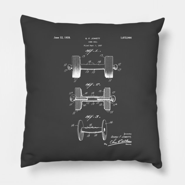 Weight Lifting Patent - Dumb Bell Art - Antique Pillow by patentpress