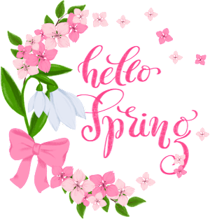 Spring wreath with snowdrops and cherry blossom and calligraphy "Hello Spring" Magnet