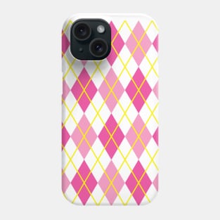 Argyle Pink Magenta Gold Yellow White Dusty Punk Rock Retro Phone Case