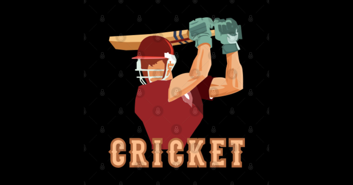 Cricket Player (green background) Cricket Sticker TeePublic