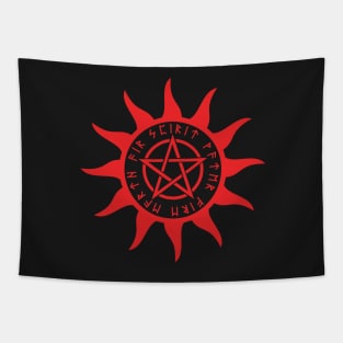 Red Sun Pentacle Tapestry