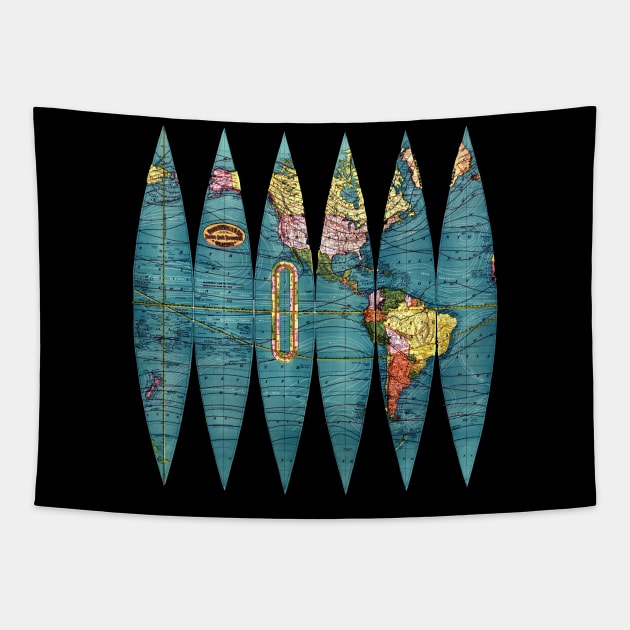 1890s Mercator Projection Color Globe North and South America Tapestry by Pixelchicken