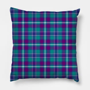 Sea Green, Purple and Blue Tartan Pattern Pillow