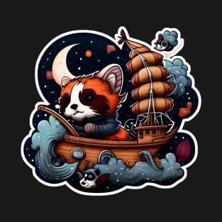 Riley the Red Panda but he's driving his boat backwards Sticker T-Shirt