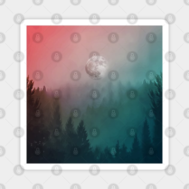 Misty Blue Forest 1 Magnet by Collagedream