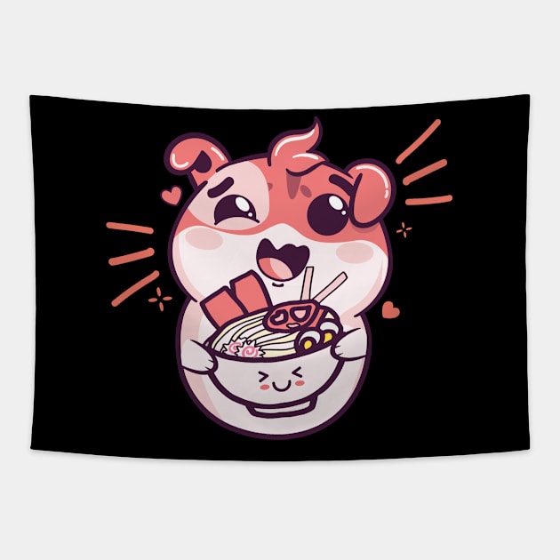 Cute Kawaii Ramen Tapestry by madlymelody