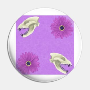 Hyena Skull Floral Purple Pin