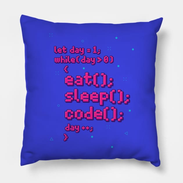 Eat Sleep Code Repeat Retro 80s Pillow by affan2fly