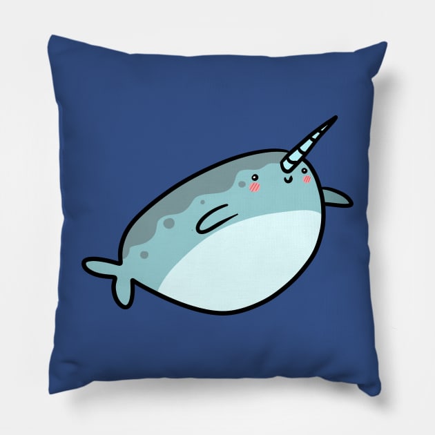 Cute Chubby Cartoon Narwhal Pillow by saradaboru