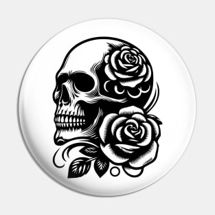 skull roses design Pin