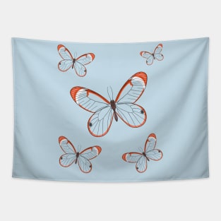 Glasswing butterfly cartoon illustration Tapestry