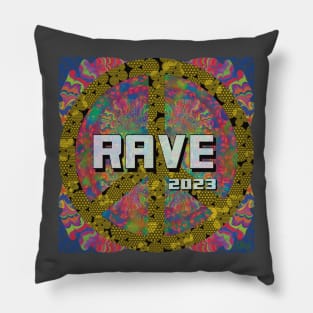 Rave 2023 with flower of life peace symbol Pillow