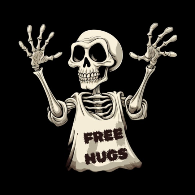 Free Hugs Funny Halloween Skeleton by Positive Designer