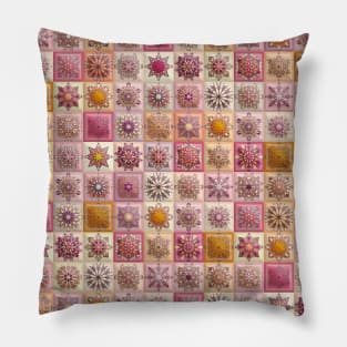 Vintage patchwork with floral mandala elements Pillow