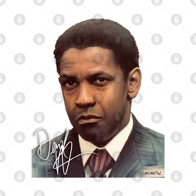 Denzel Washington Signed Portrait by Nonesz Workshop