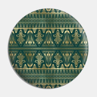 Teal and Gold Vintage Art Deco Egg and Dart Frieze Pattern Pin