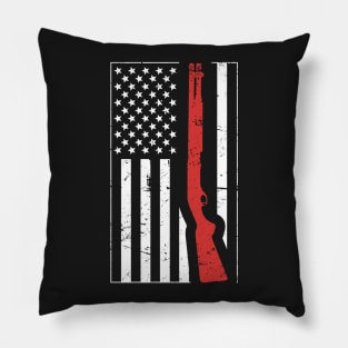 American Flag & Shotgun - Skeet Shooting Pillow