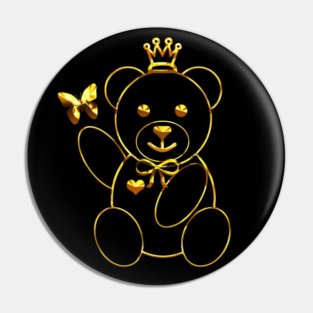 Gold Teddy Bear Pin by Capturedtee