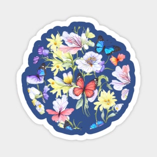 Colorful wildflowers and butterflies Magnet