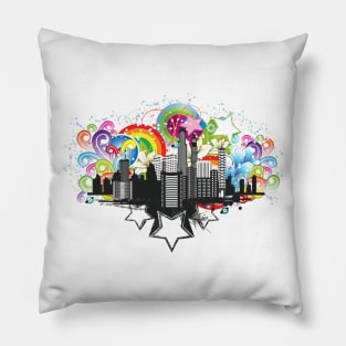 Rainbow city- colourfull city Pillow