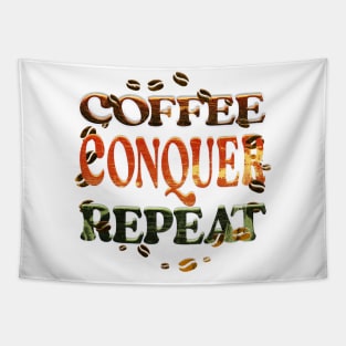 Coffee Conquer Repeat Tapestry