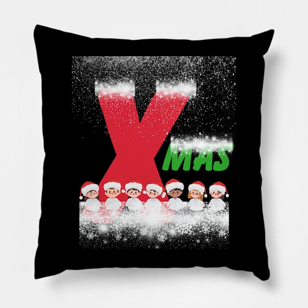 Xmas with chidlren Pillow by Tee Trendz