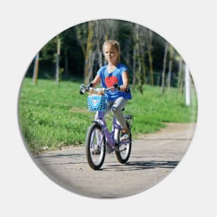 Child Little Girl Bicycling Pin