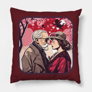 Older Man & Woman on Valentine's Day. Pillow
