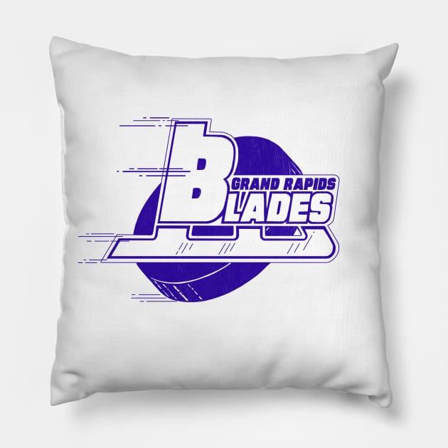 Defunct Grand Rapids Blades Hockey 1976 Pillow by LocalZonly