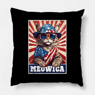 Meowica 4Th Of July Cat American Flag Cat ny 4Th Of July Pillow