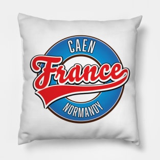 Caen Normandy France retro logo Pillow