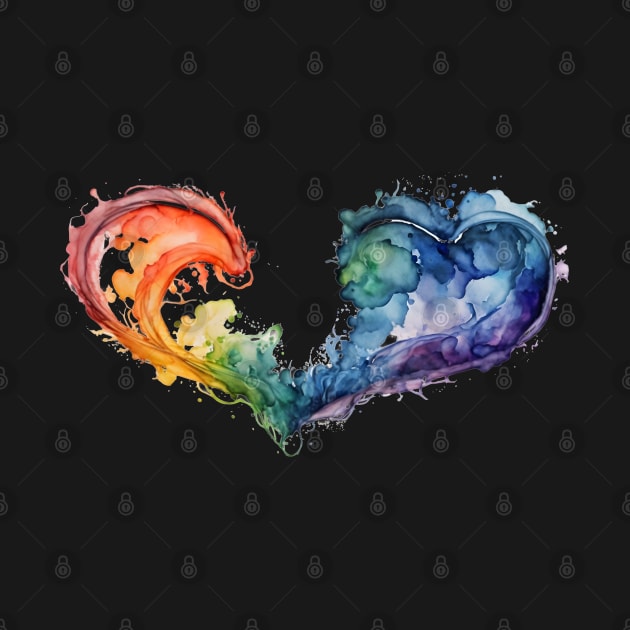 Watercolor Splatter Rainbow Hearts by Luxinda