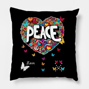 Colorful Butterfly Heart: Peaceful Harmony Graphic Pillow