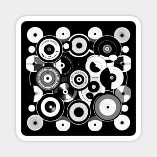 Vinyl Records Black and White Retro Music Pattern Magnet