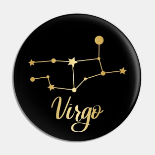 Virgo Zodiac Constellation in Gold - Black Pin