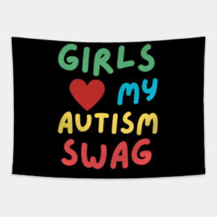 Girls Love My Autism Swag Funny Girls Heart Tapestry