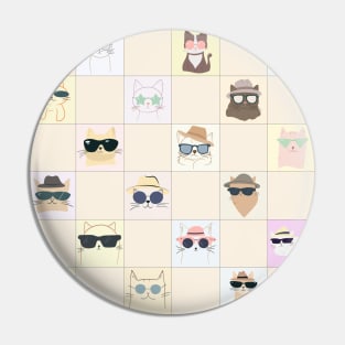 Check Meowt - Cat Check Board Pattern - Cat Checkers - Minimalistic Pin