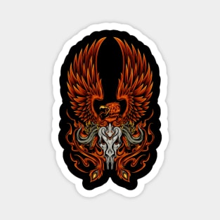 phoenix illustration with skull Magnet