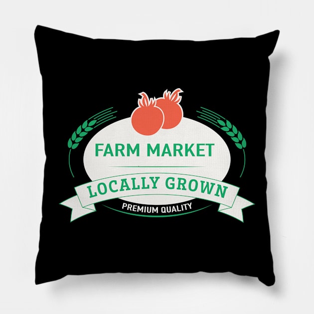 Farm Market Locally Grown Produce Pillow by SWON Design