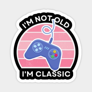 I'm not old, I'm Classic | Game Controller | Retro Hardware | Vintage Sunset | Gamer girl, '80s '90s Video Gaming Magnet