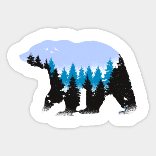 Wild Animal Nature Art Blue Trees - Wild Animals - Sticker | TeePublic