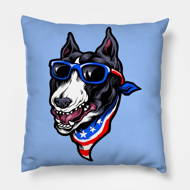 USA Patriotic American Pitbull Terrier Pillow by SLAG_Creative